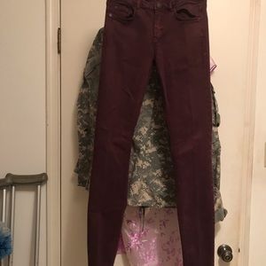 Zara Trafaluc Denim skinny jeans in maroon